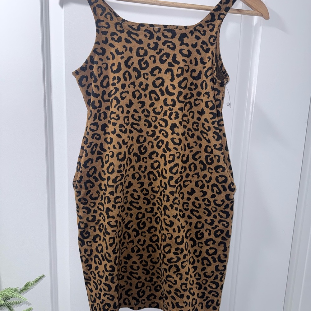 Old Navy Tan and Black Animal Print Mini Dress